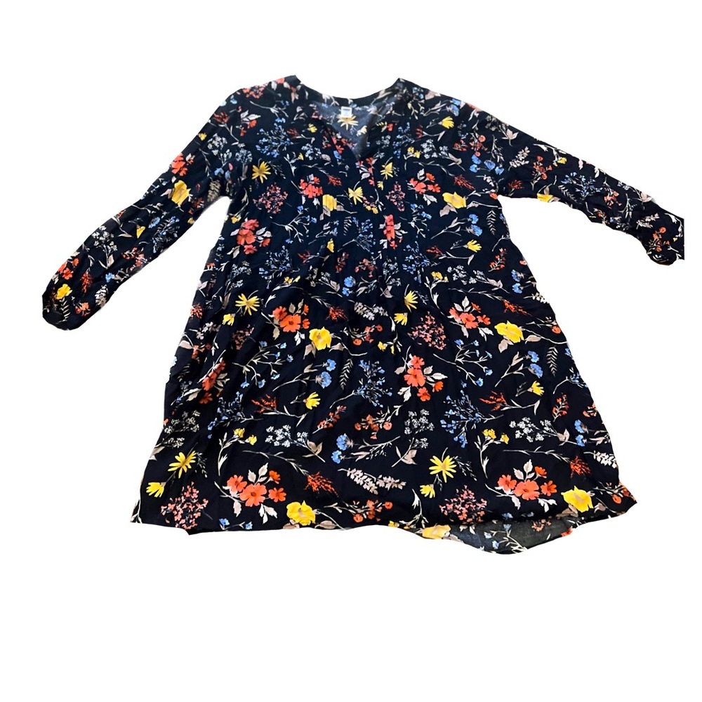 Old Navy Autumn Black Long Sleeve A-Line Dress, Cinched Waist